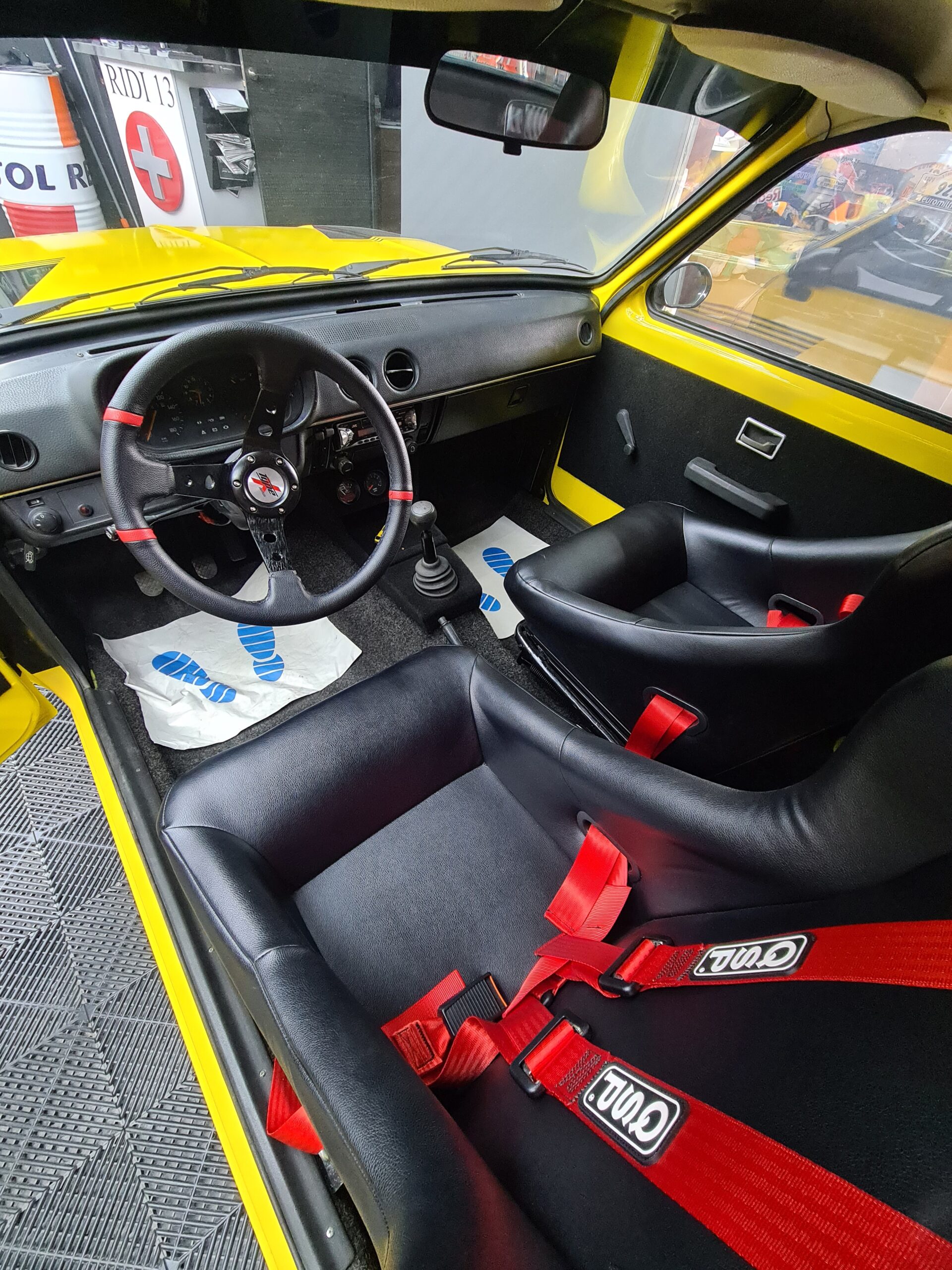 Yellow car interior